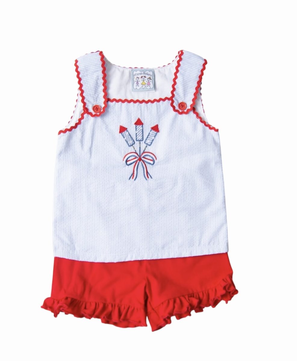 Girls Fireworks Shorts Set by Three Sisters