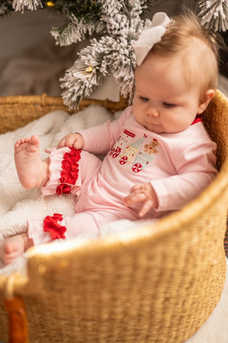 Girls Christmas Train Romper by Three Sisters