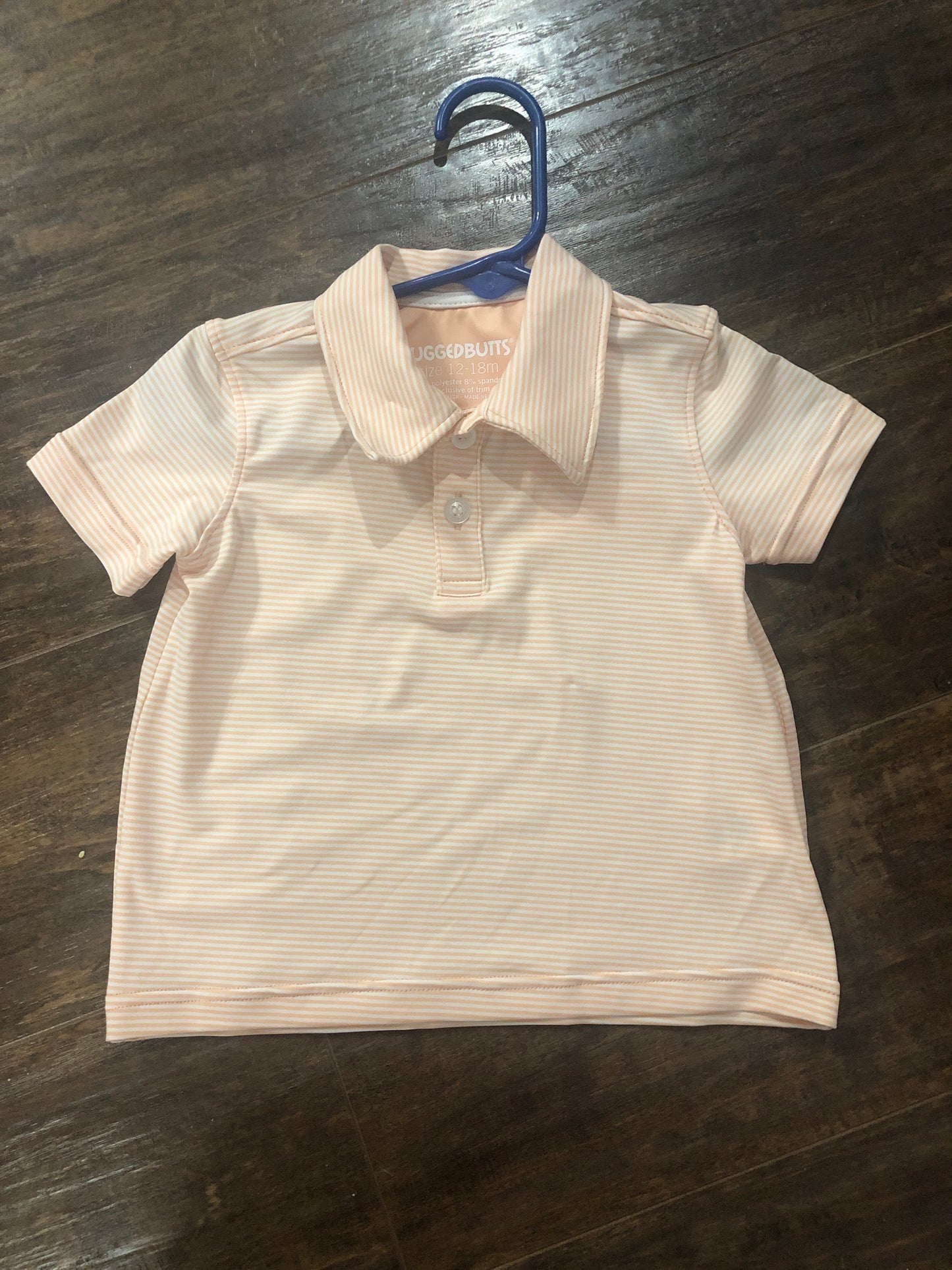 Boys Salmon Micro Stripe Knit S/S Performance Polo by RuffleButts