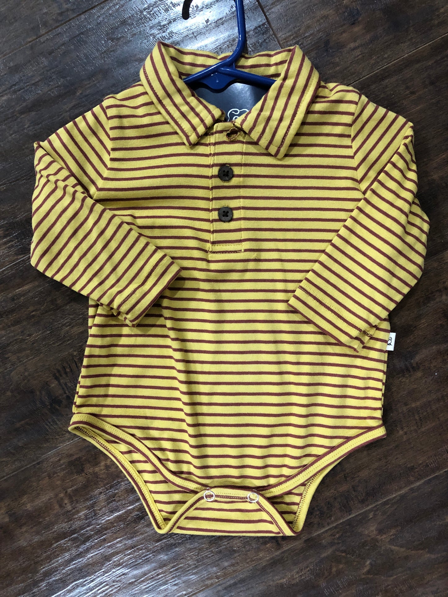 Boys Mustard Stripe Polo Onesie by Me & Henry