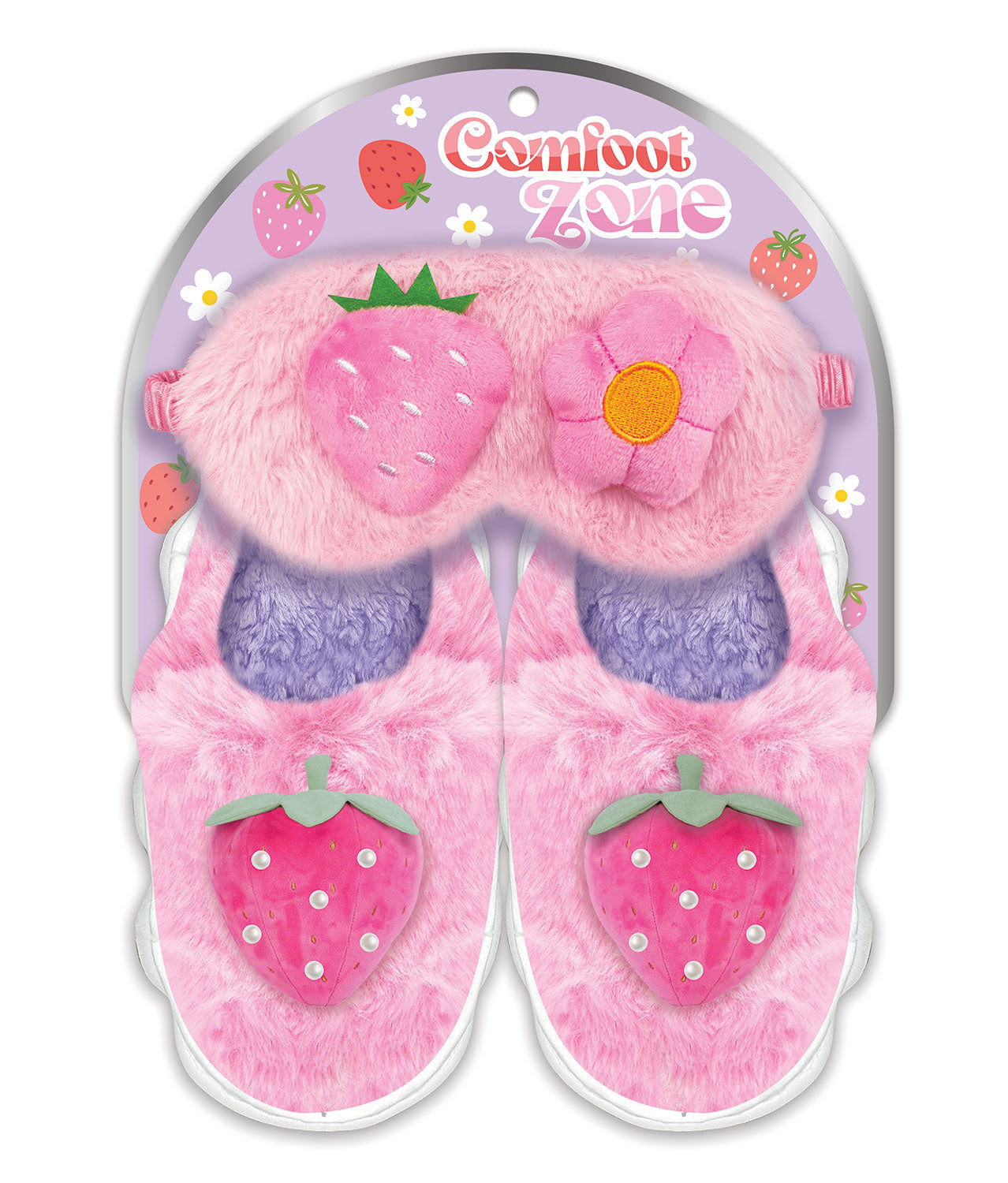 Girls Strawberry Fluffy Cloud Slippers by Hot Focus