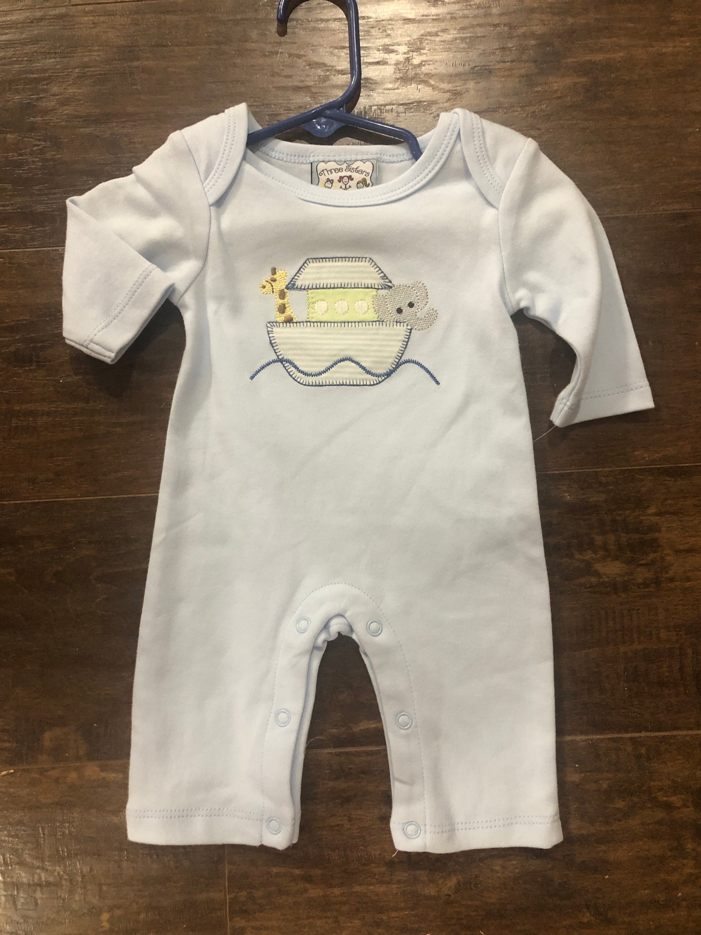 Boys Ark w/Animals on Blue Romper by Three Sisters