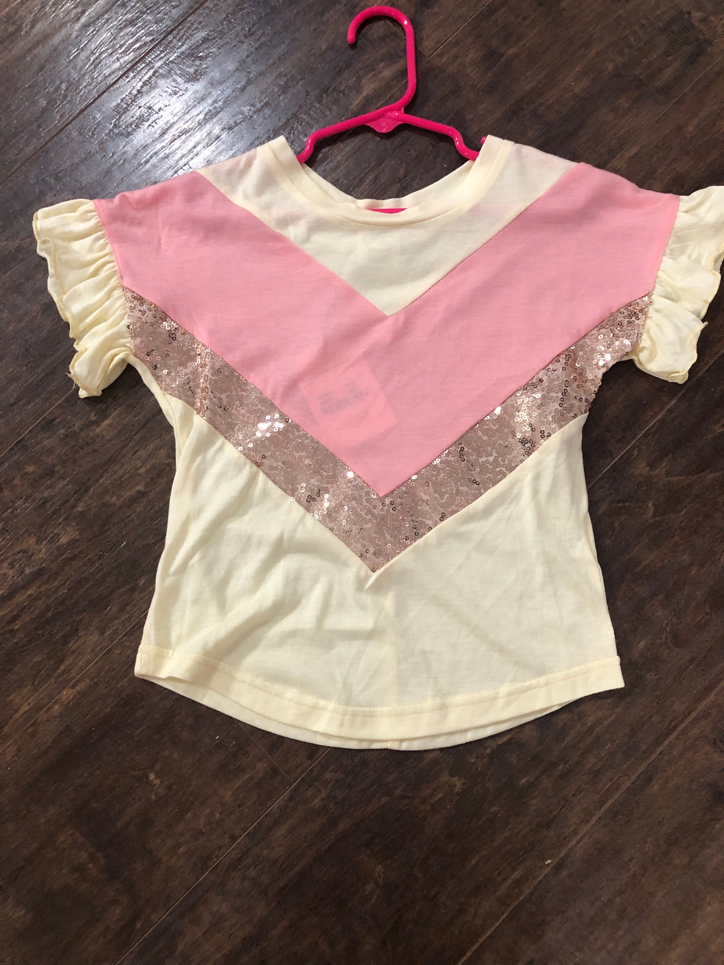 Girls Yellow, Peach and Rose Gold Metallic Top by Grace & Emma