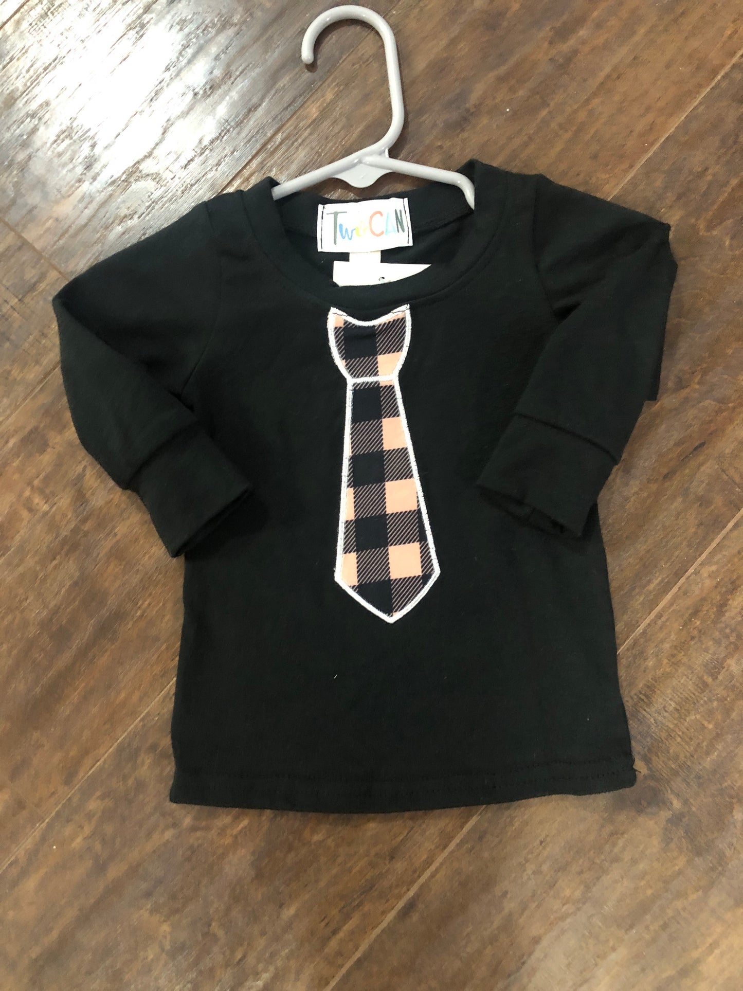 Boys Black T-Shirt with Tie by TwoCan