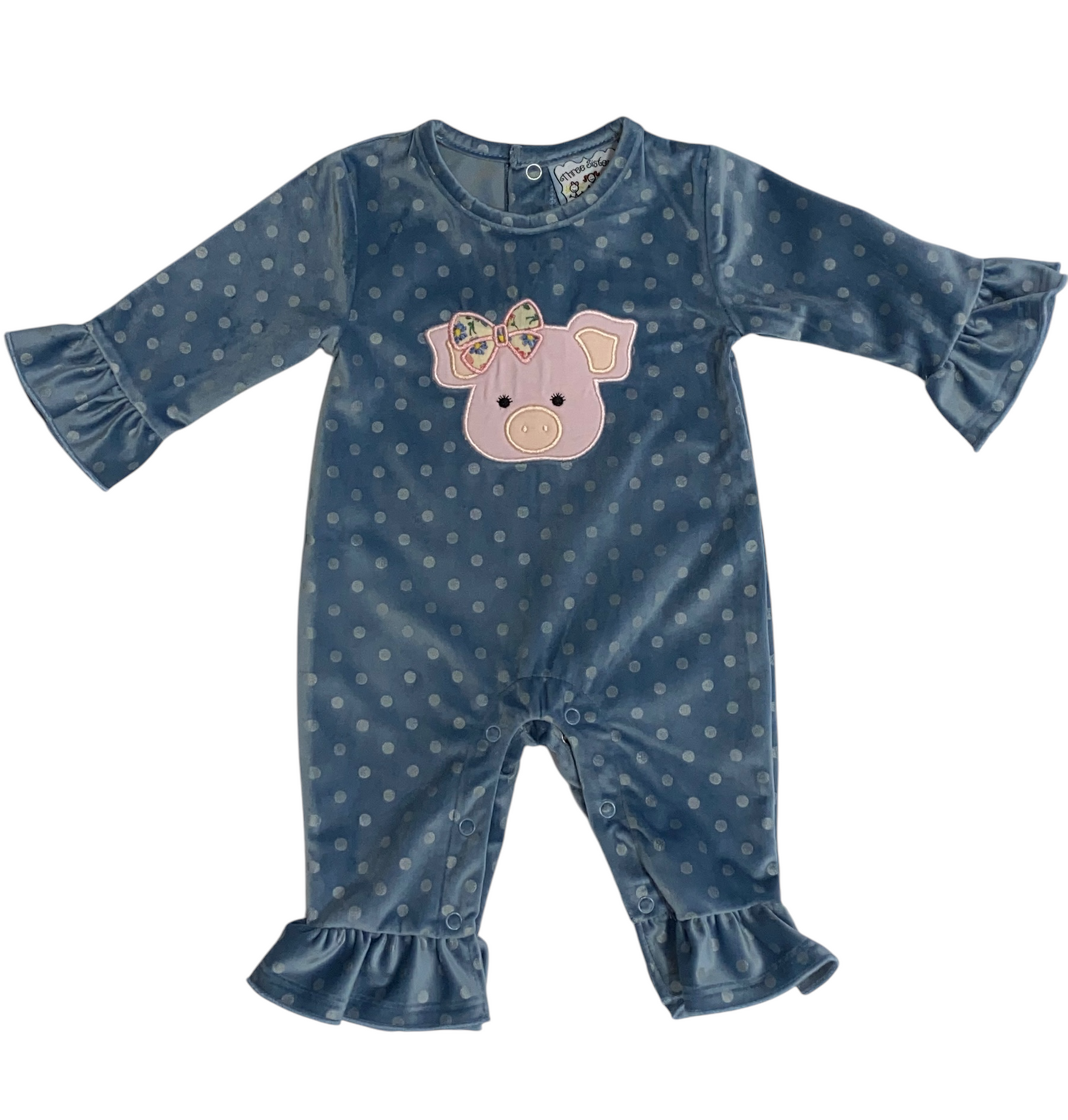 Girls Pig Applique Romper by Three Sisters