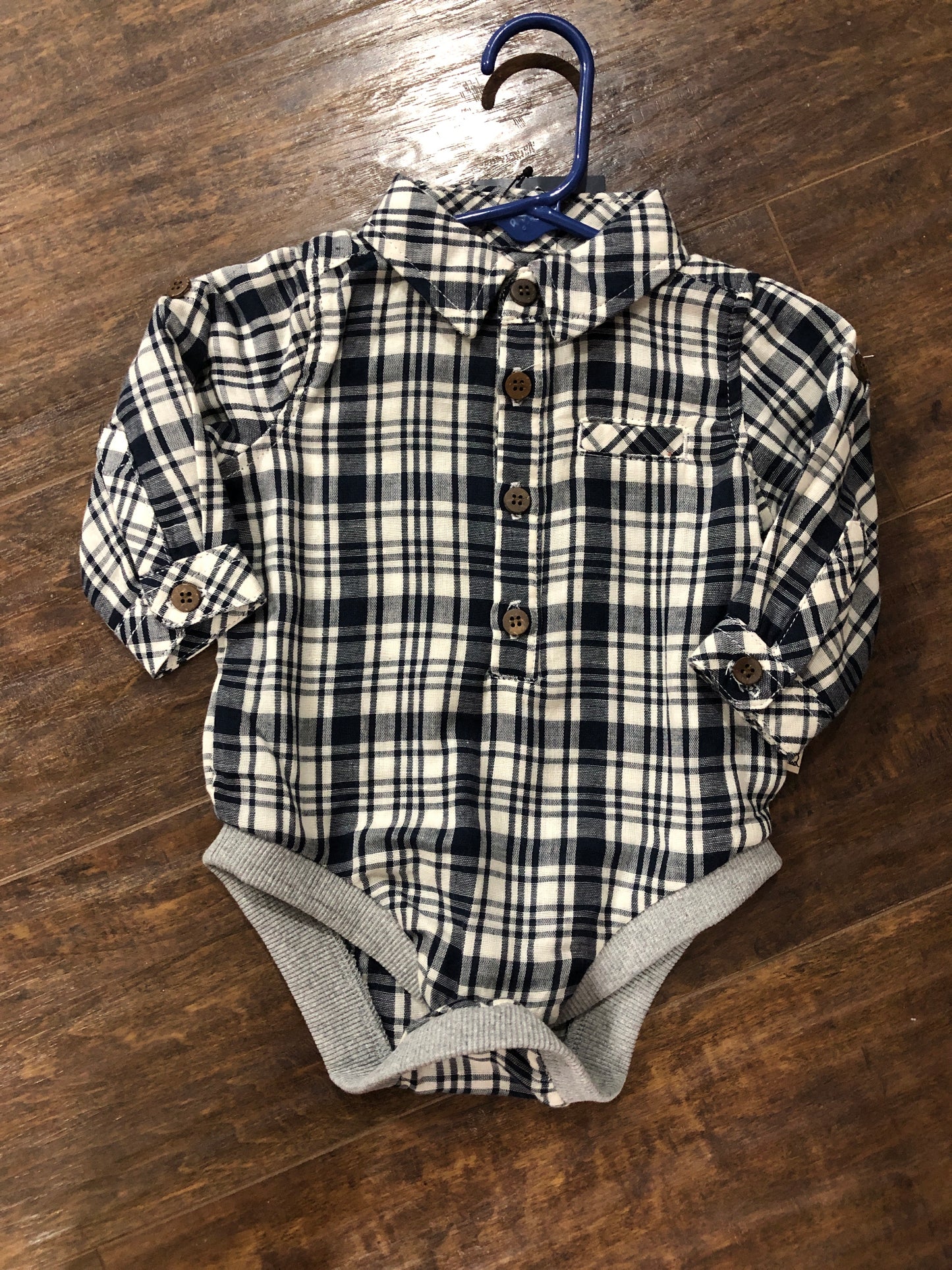 Boys Navy/White Plaid Onesie or Shirt by Me & Henry