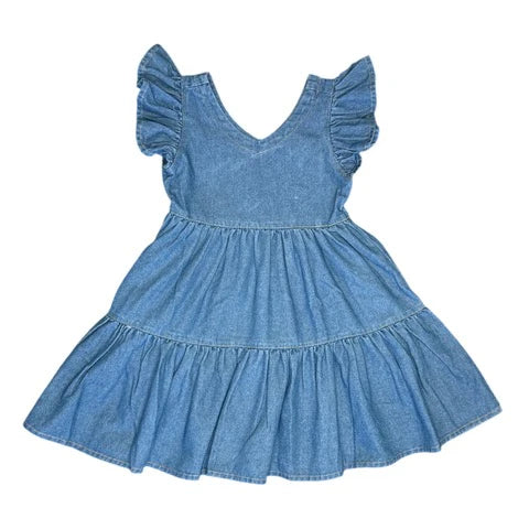 Girls Denim Ruffle Sleeve Dress by Shea Baby