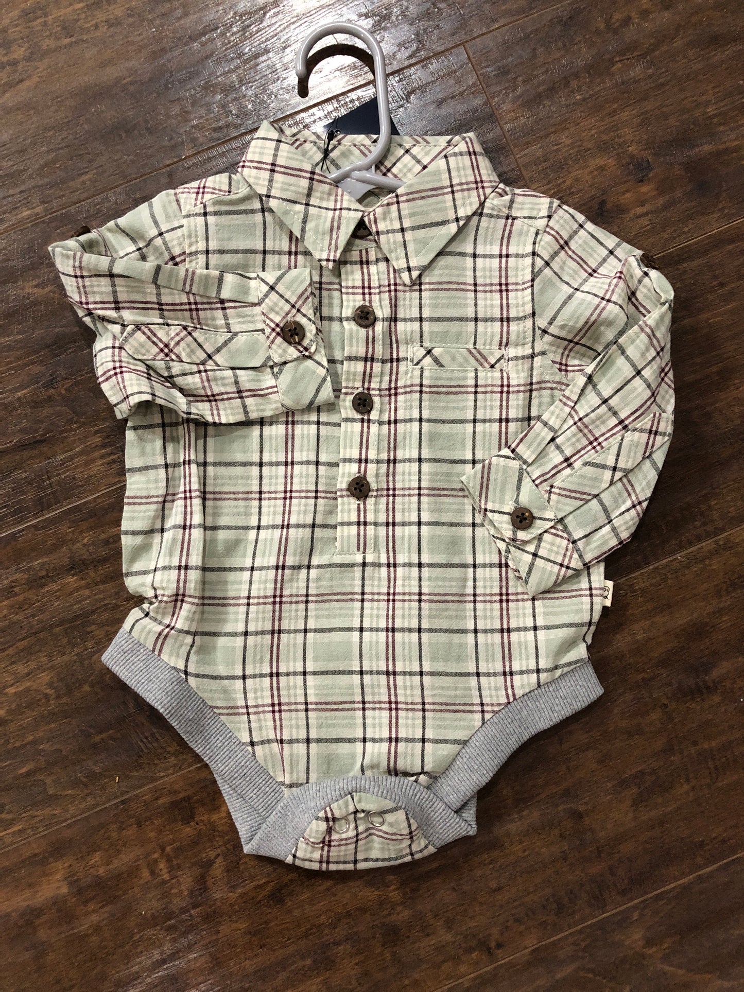 Boys Green Plaid with Navy Stripe Onesie by Me & Henry