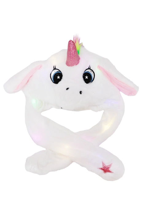 Unicorn Fluffy Fur LED Light-Up Ear Moving Hat