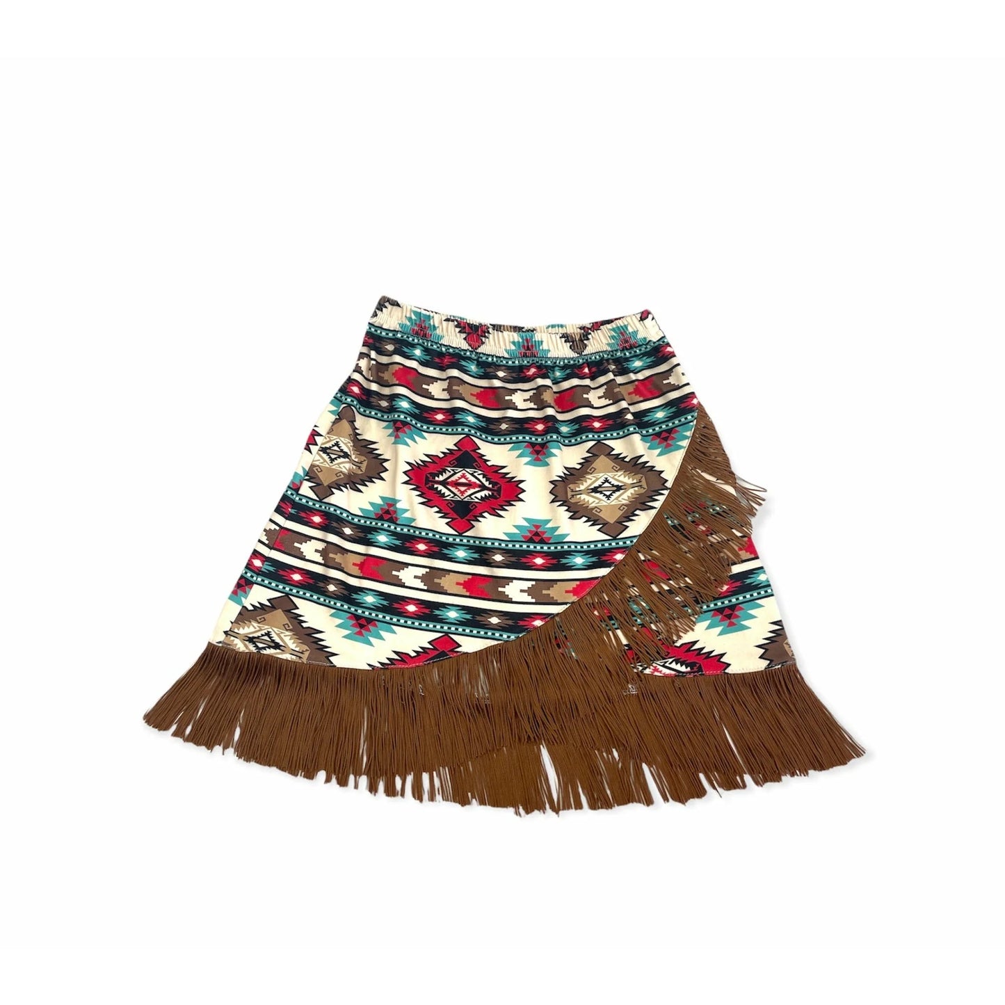 Girls Cream Aztec Fringe Skirt by Shea Baby