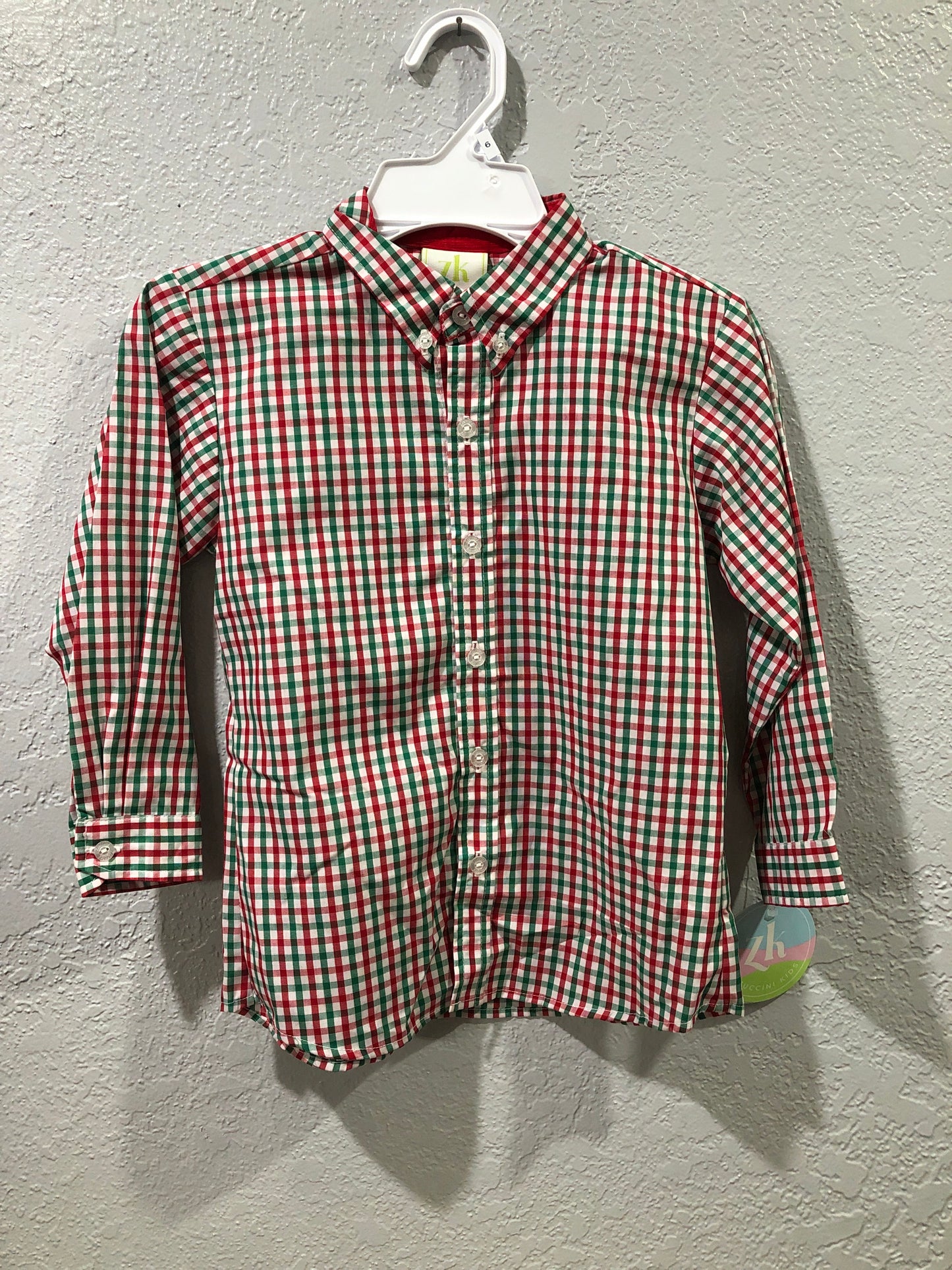 Boys Red/Green Mini Plaid Bubble or Shirt by Zuccini Kids