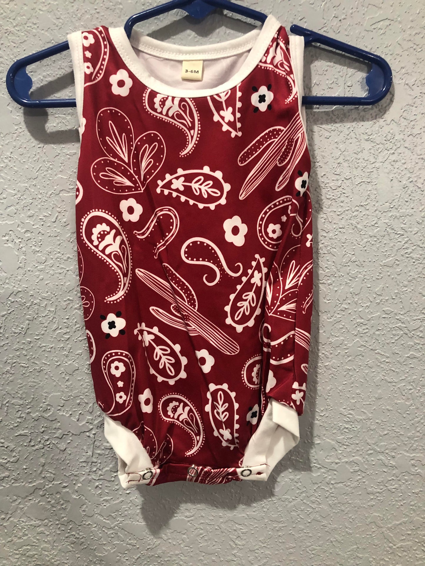 Girls Maroon Bandana Print Onesie