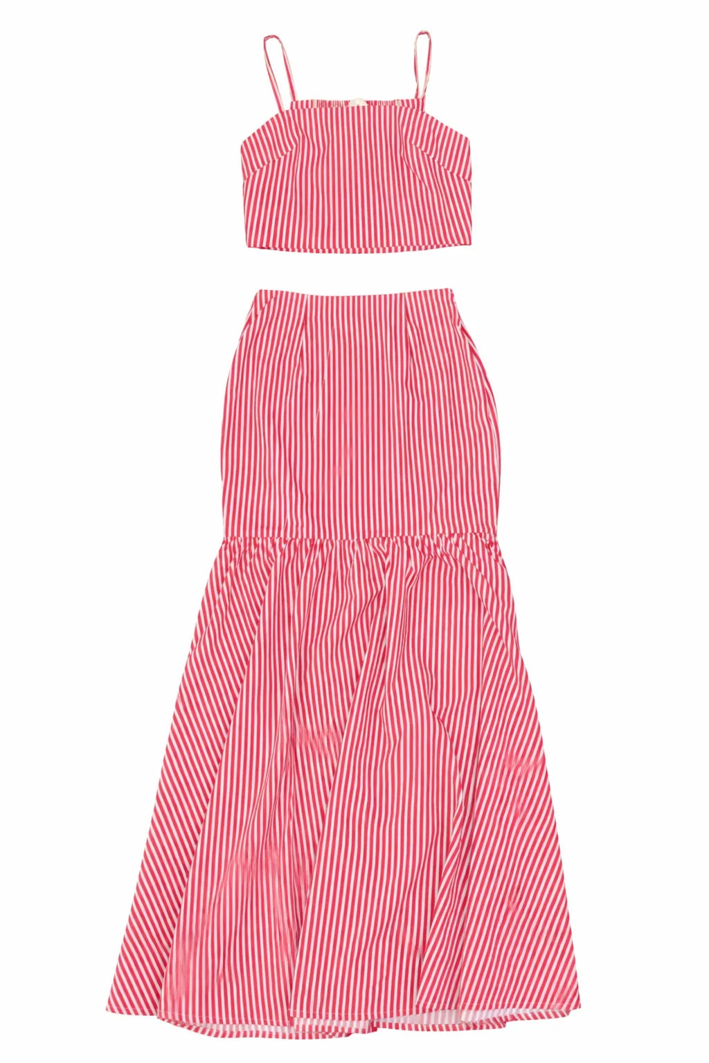 Ladies Belle Cher Red and White Striped Maxi Skirt Set