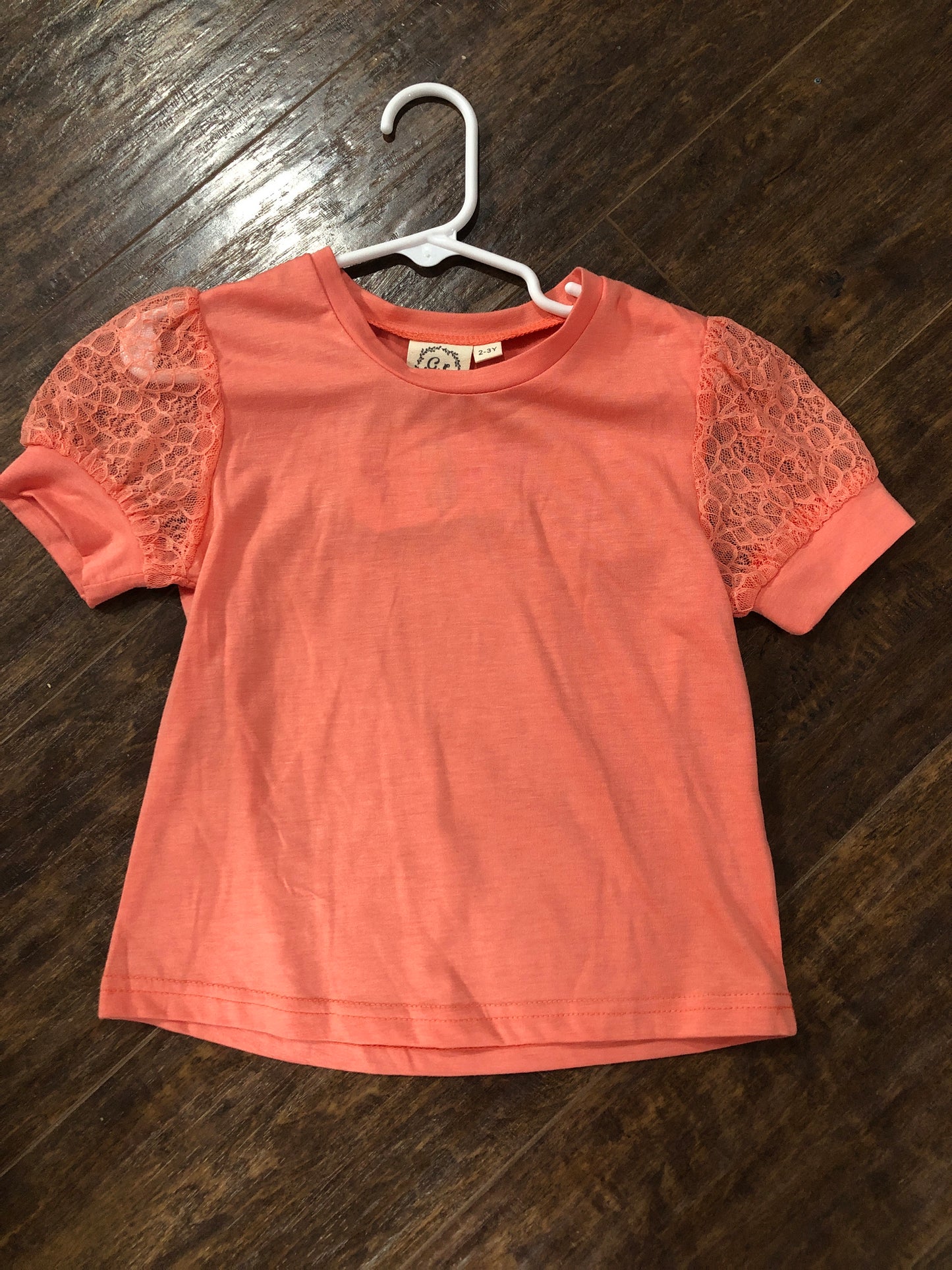 Girls Peach Lace Sleeve Top by Grace & Emma
