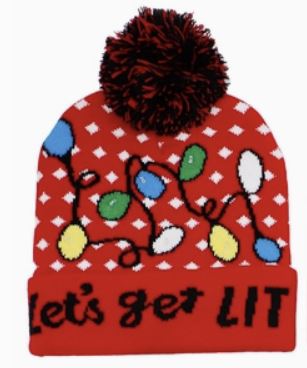 Christmas LED Light-Up Single Pom Beanie