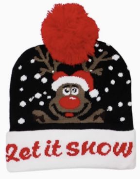 Christmas LED Light-Up Single Pom Beanie