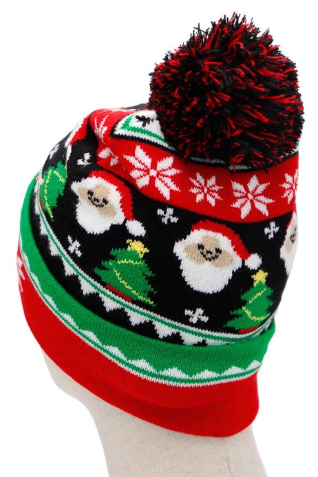 Christmas LED Light-Up Single Pom Beanie