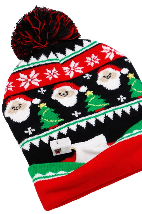 Christmas LED Light-Up Single Pom Beanie