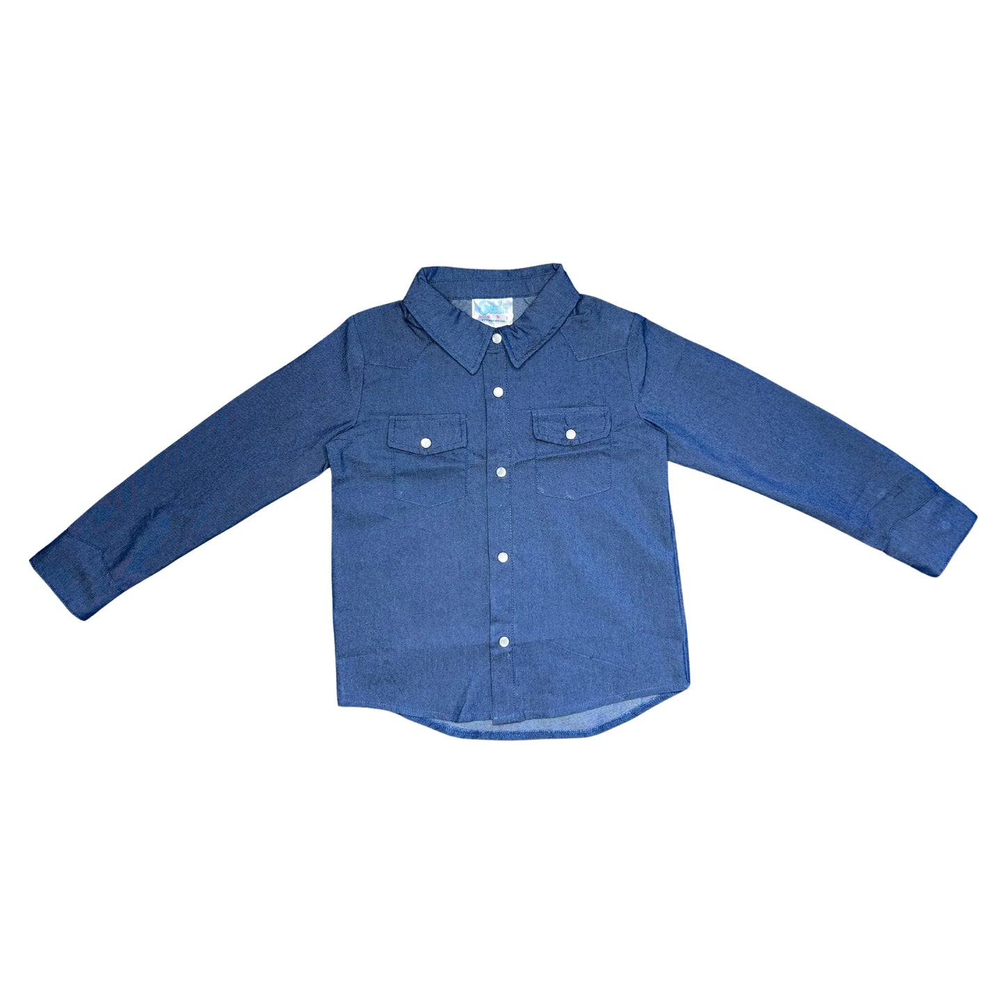 Boys Dark Denim LS Pearl Snap Onesie or Shirt by Shea Baby