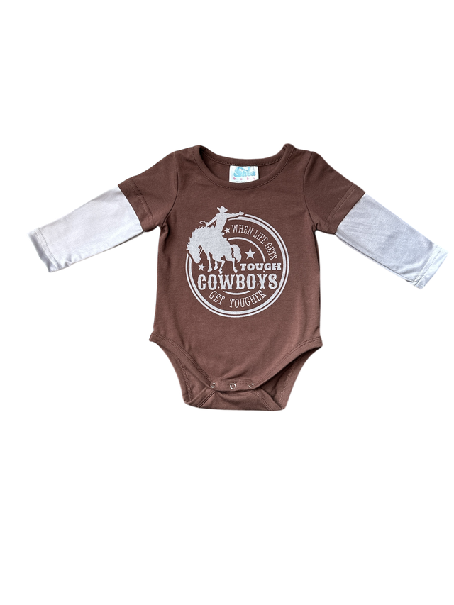 Boys Cowboys Get Tougher L/S Onesie or Tee by Shea Baby