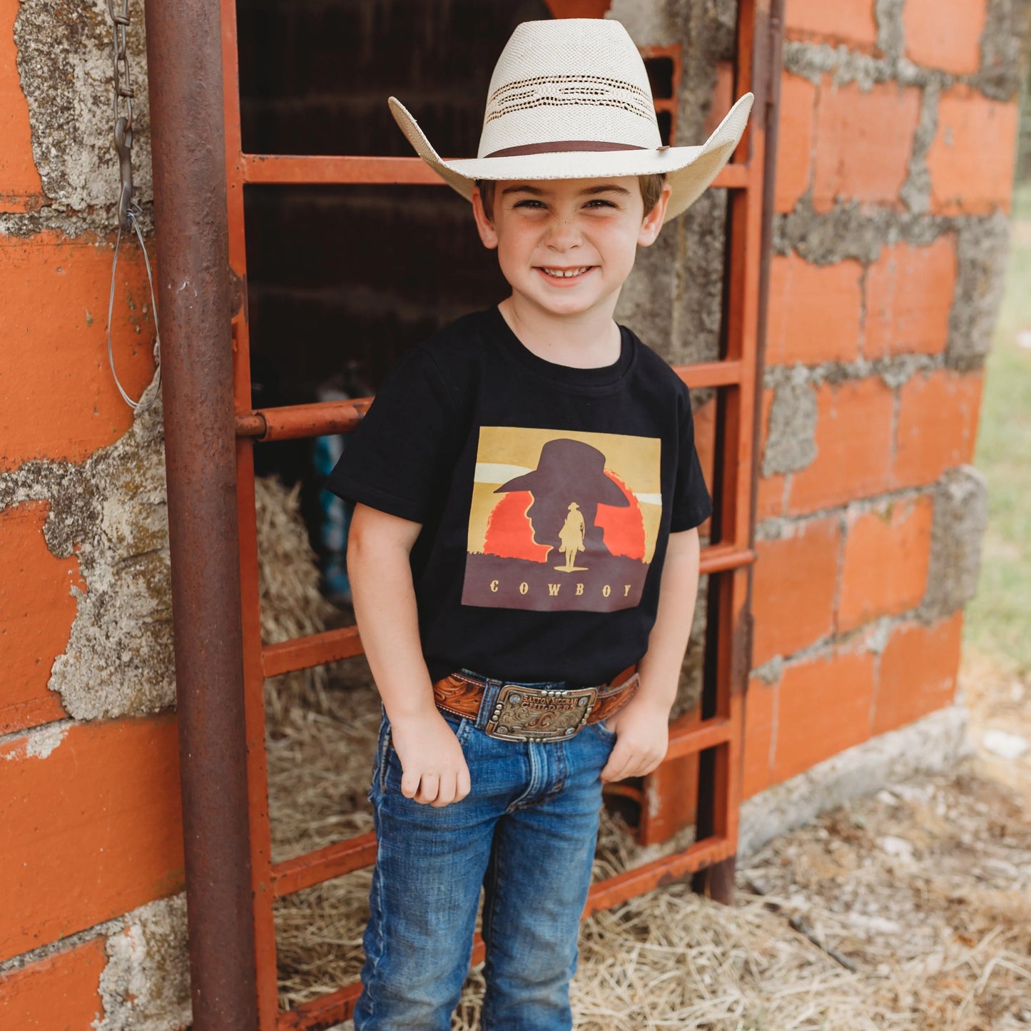 Boys Black Cowboy Tee by Shea Baby