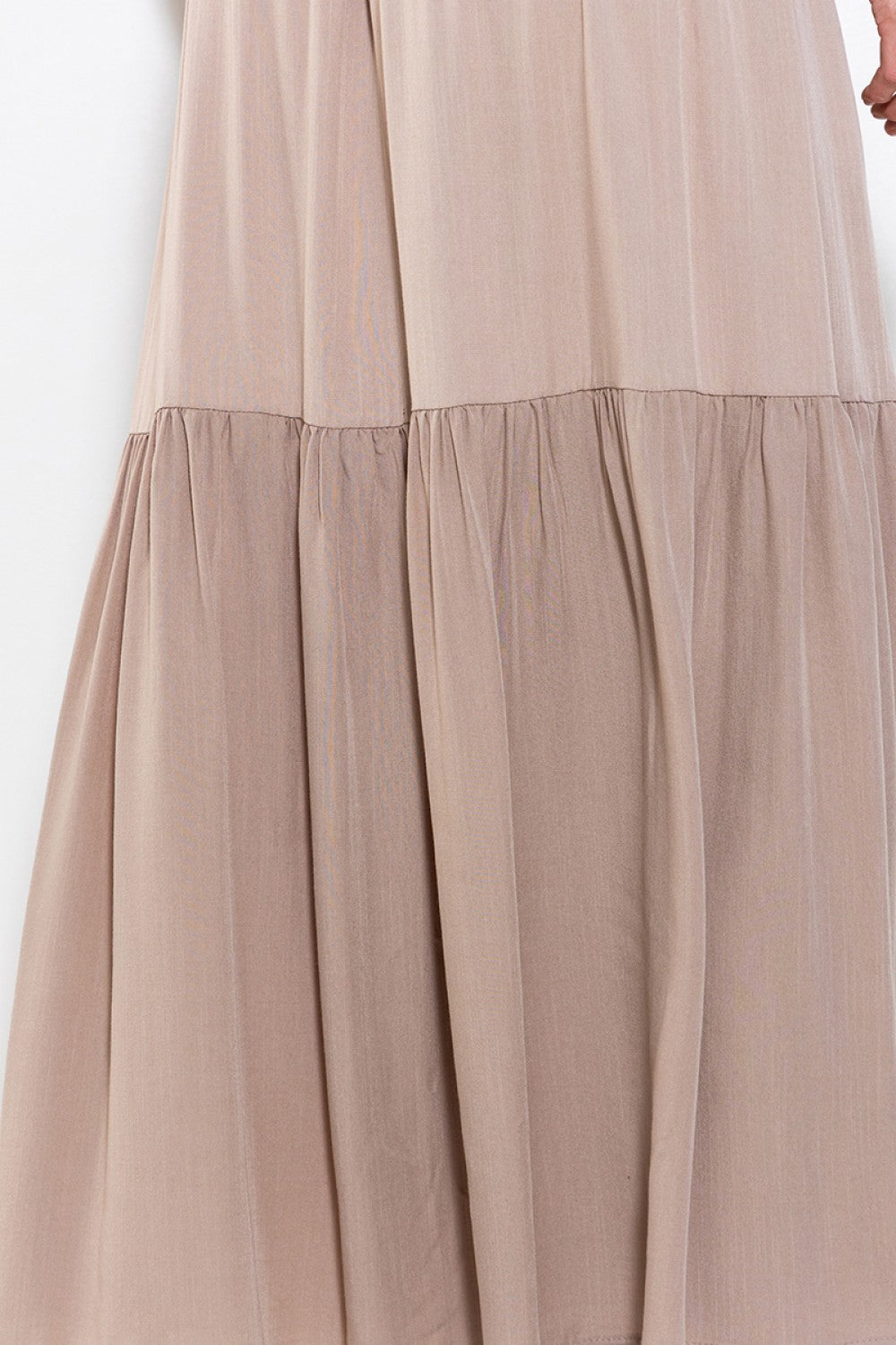 Ladies Ces Femme Smoking Waist Tiered Maxi Skirt