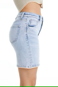 Ladies BAYEAS Jess High Rise Denim Shorts-Baby Blue