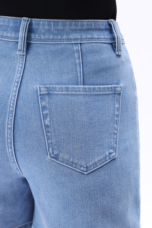 Ladies BAYEAS Elowen High Rish Shorts - Light Blue