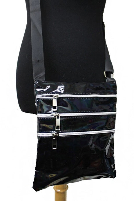 Rave Metallic Zipper Crossbody Bag