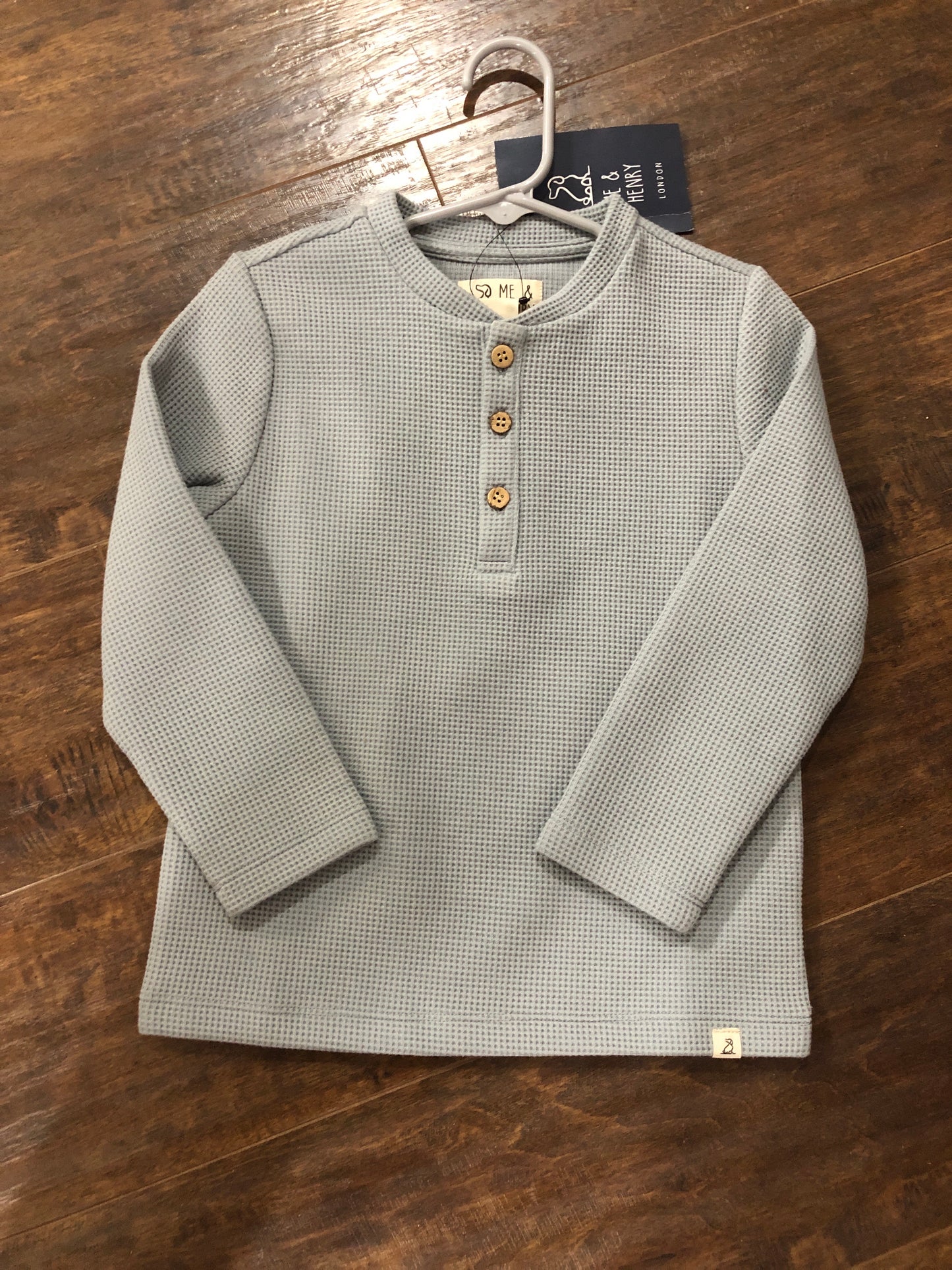 Boys Grey Waffle Knit Henley Top by Me & Henry