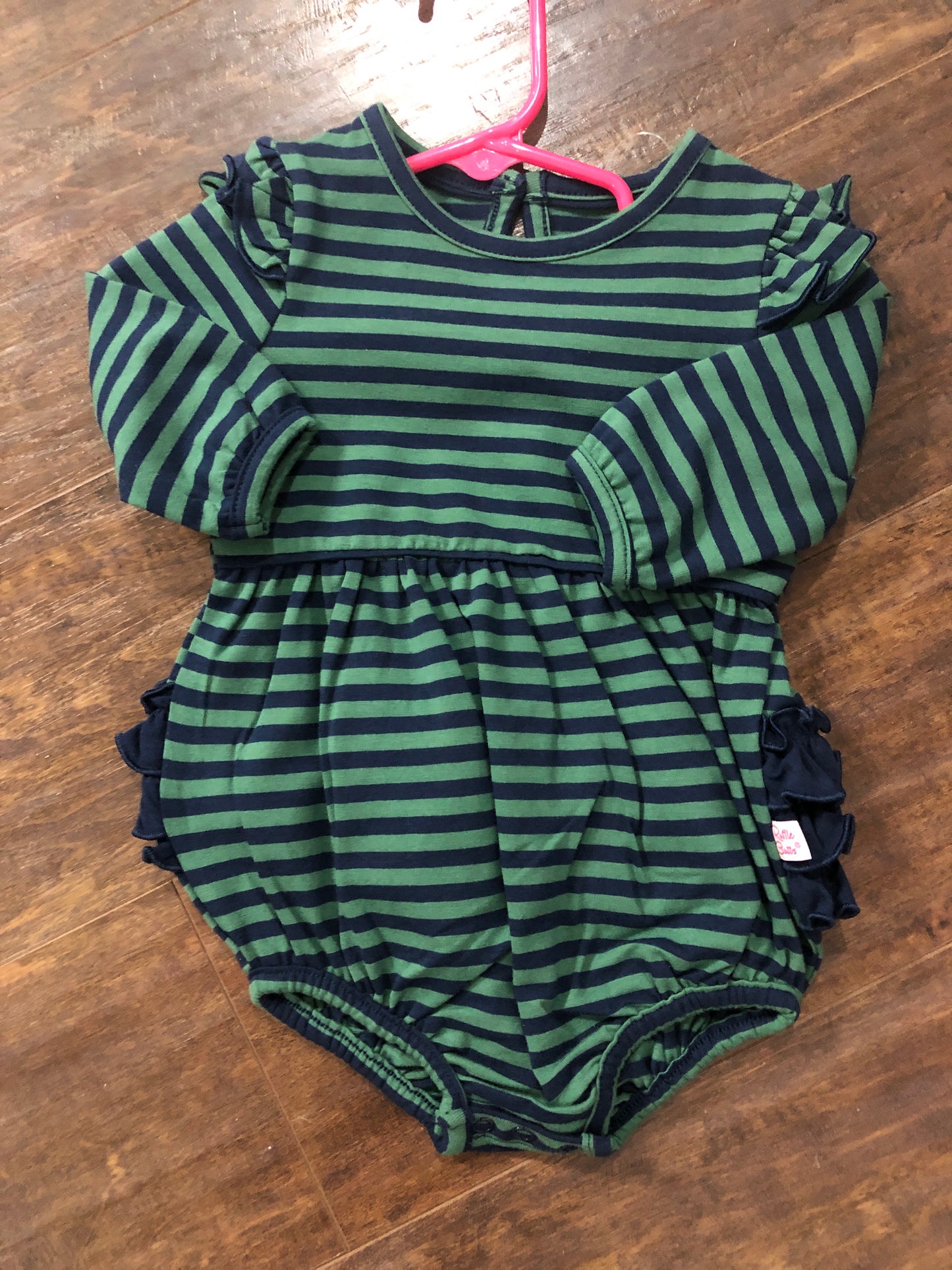 Girls Fir Green/Navy Stripe Bubble or Twirl Dress by RuffleButts