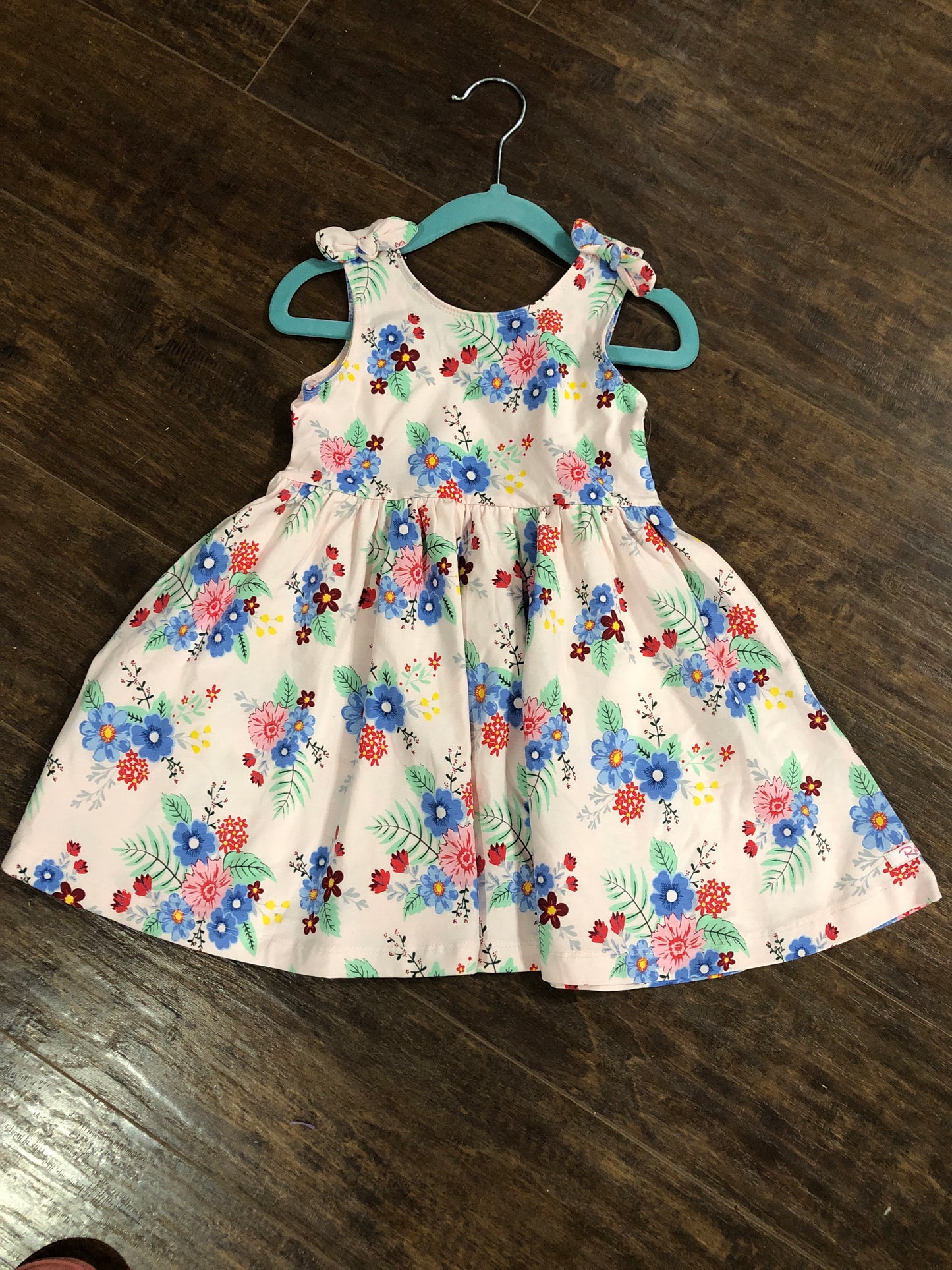 Girls Coastal Breeze Floral Knit Shoulder Bow Dress by RuffleButts