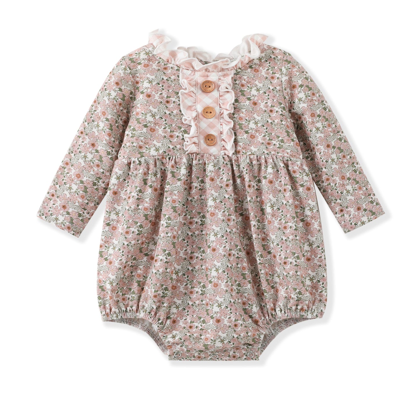 Girls Cream/Pink Floral L/S Romper by Swoon Baby