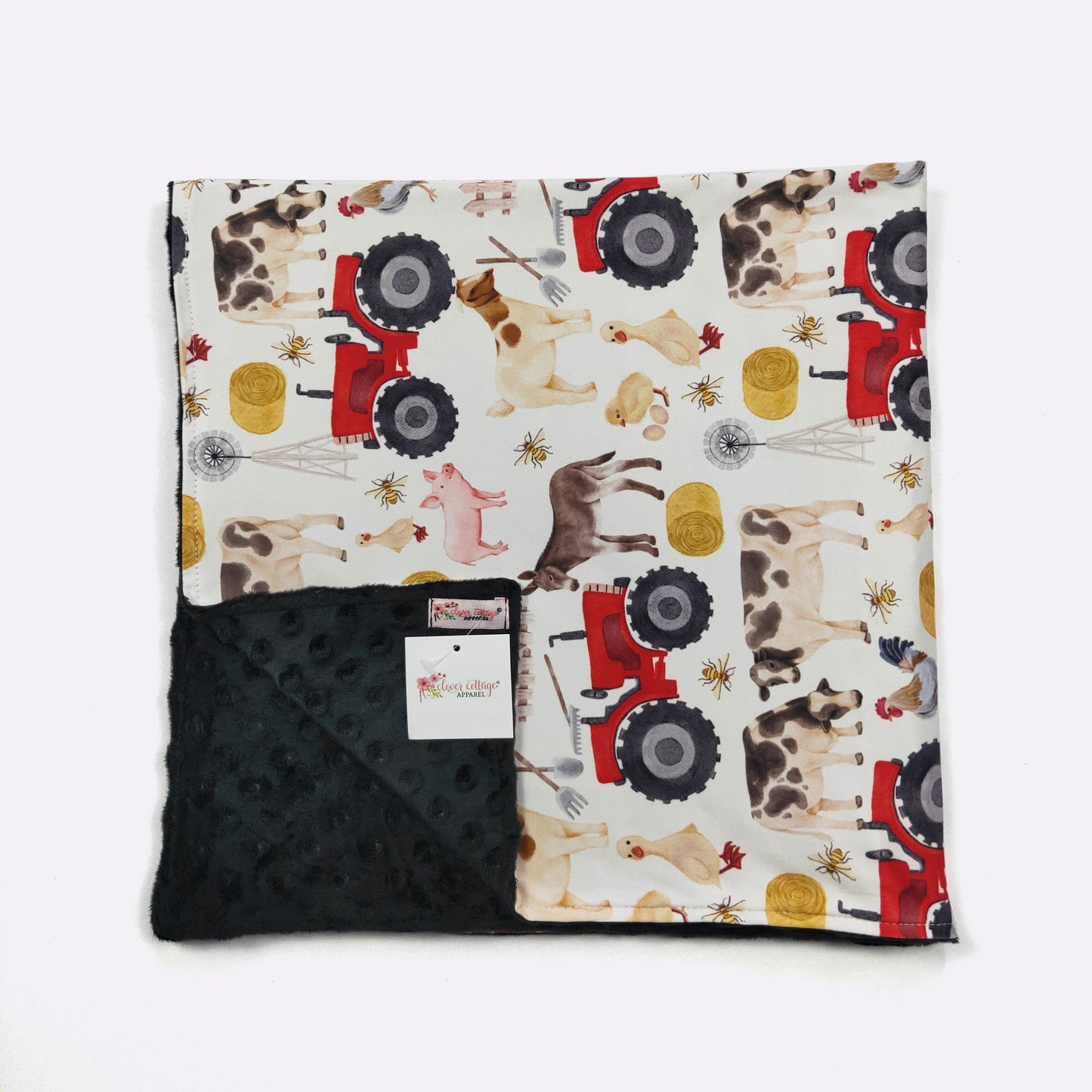 Fall Red Tractor Blanket by Clover Cottage