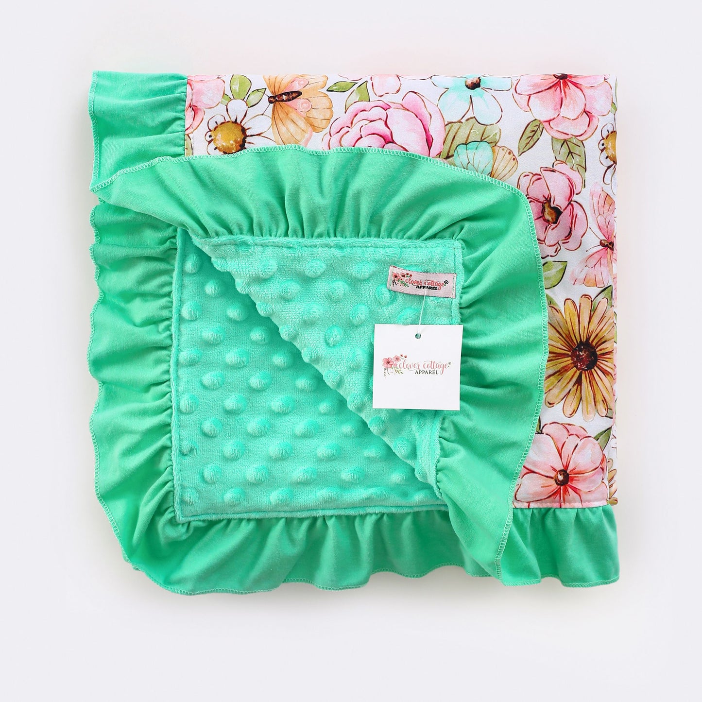 Pink Butterfly Farm Baby Blanket by Clover Cottage