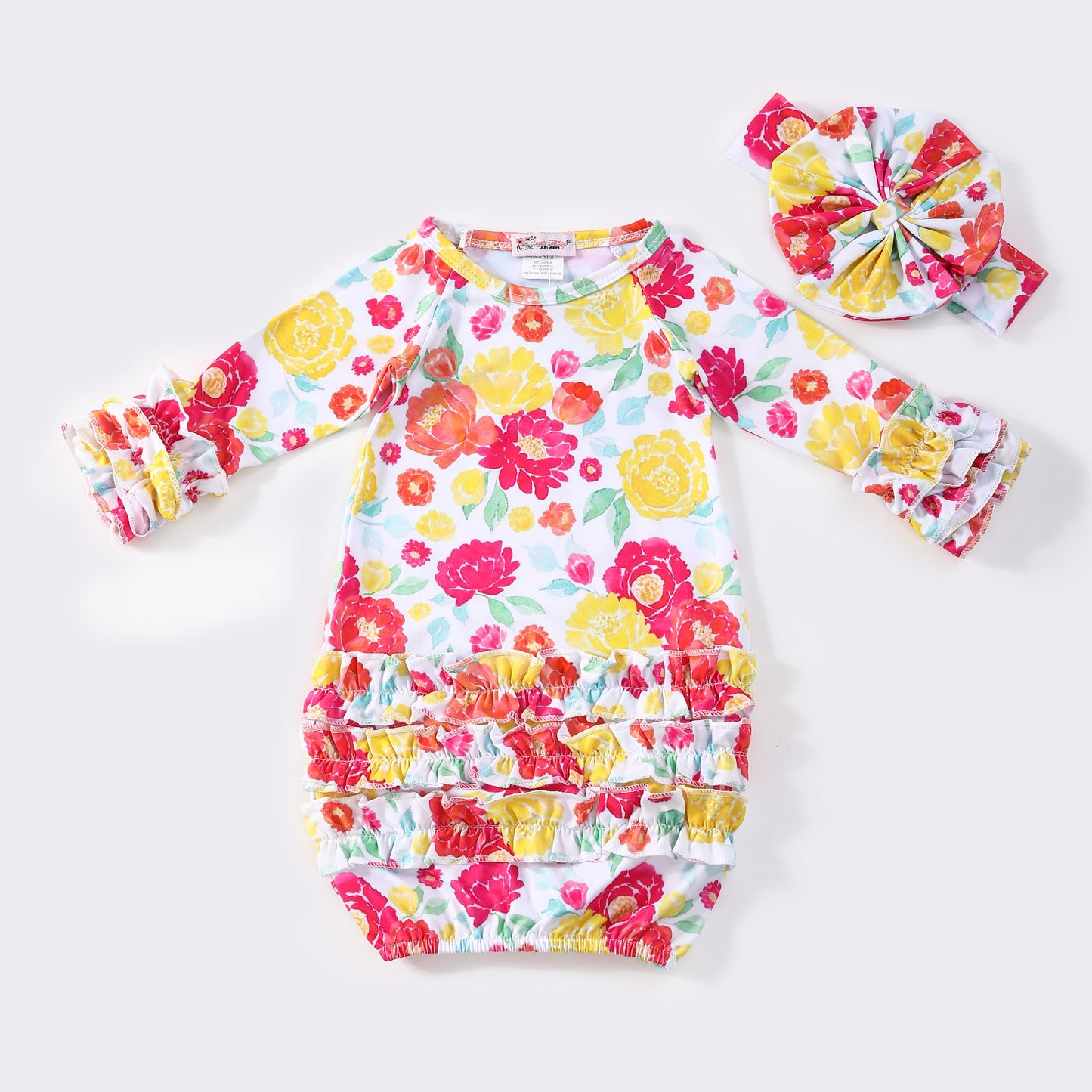 Baby Girls Clover Cottage Electric Blooms Gown