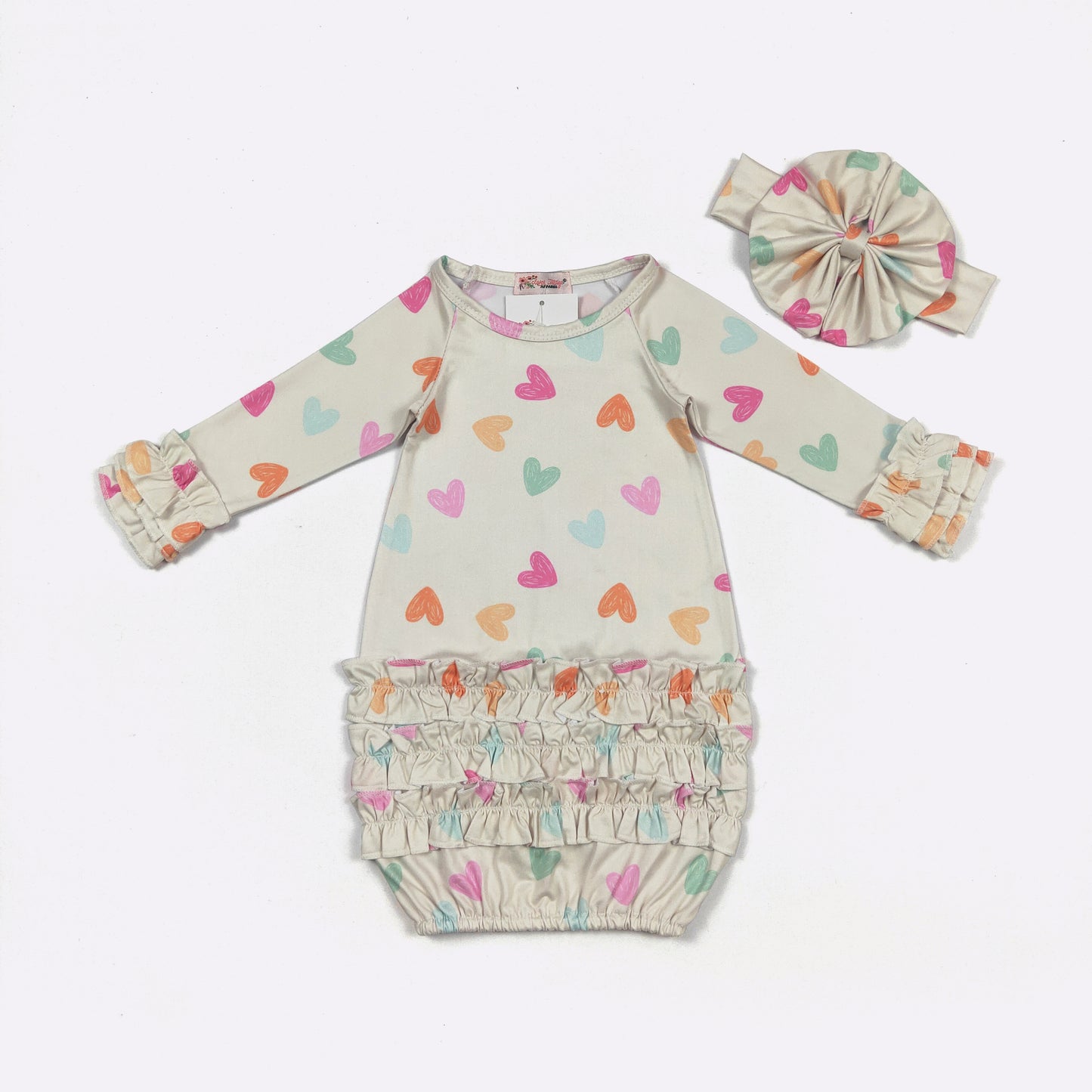 Baby Girls Clover Cottage Heart Whimsy Gown