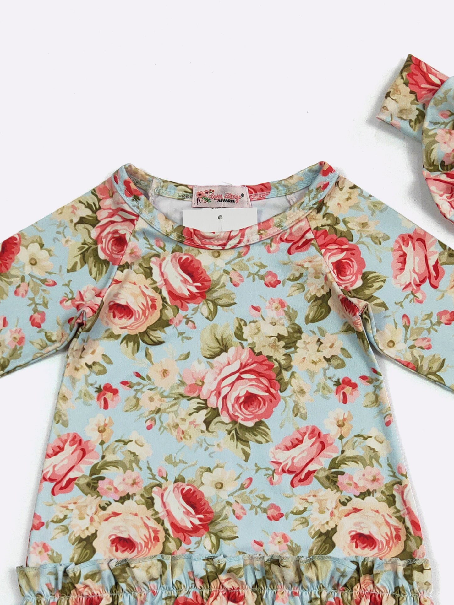 Baby Girls Clover Cottage Mauve Antique Rose Baby Gown