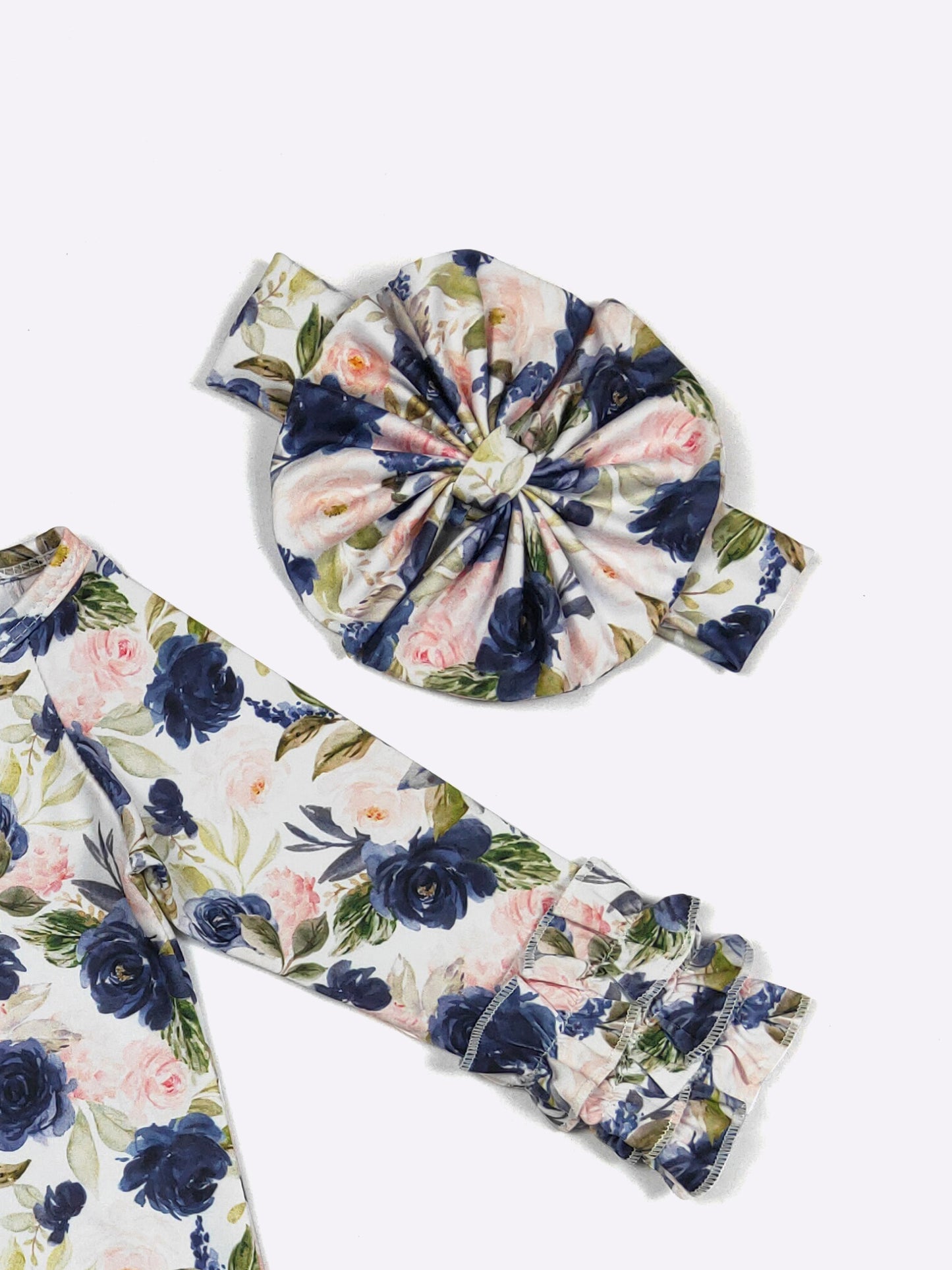 Baby Girls Clover Cottage Navy Blush Rose Baby Gown
