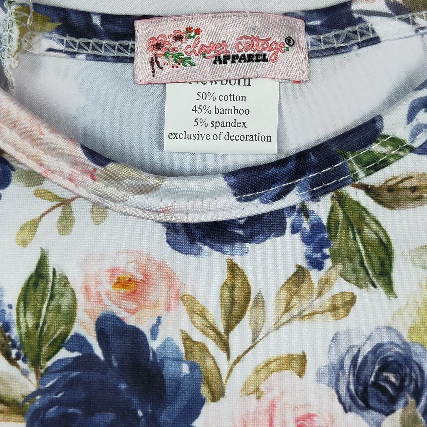 Baby Girls Clover Cottage Navy Blush Rose Baby Gown