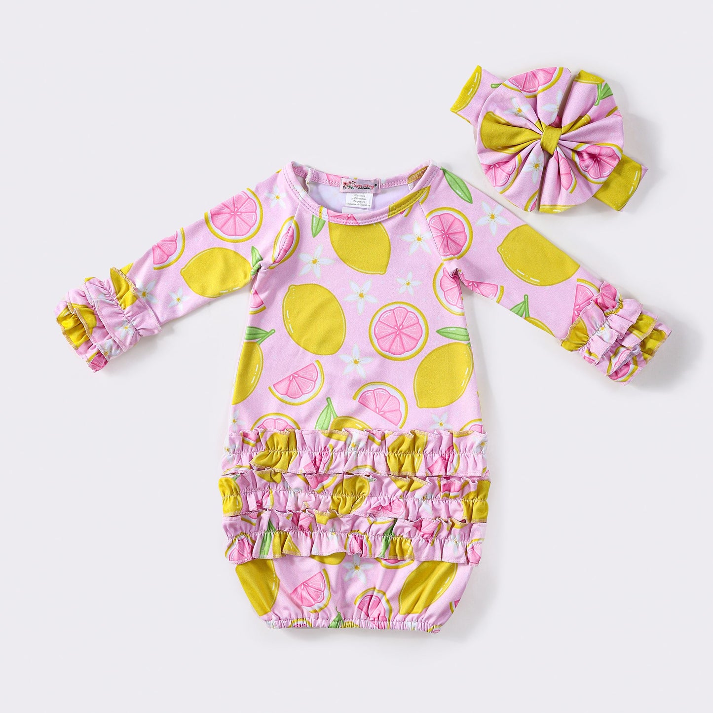 Baby Girls Clover Cottage Pink Lemon Gown