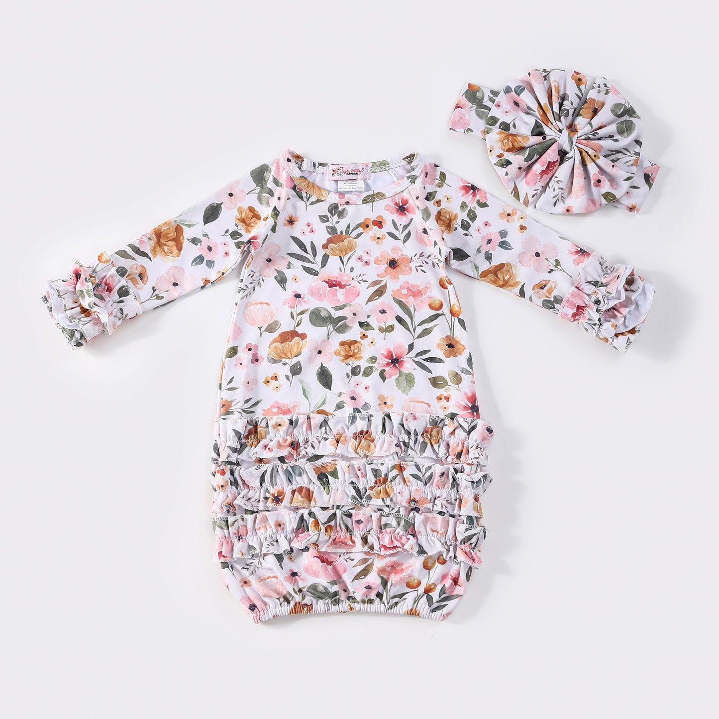 Baby Girls Clover Cottage Wispy Blooms Baby Gown