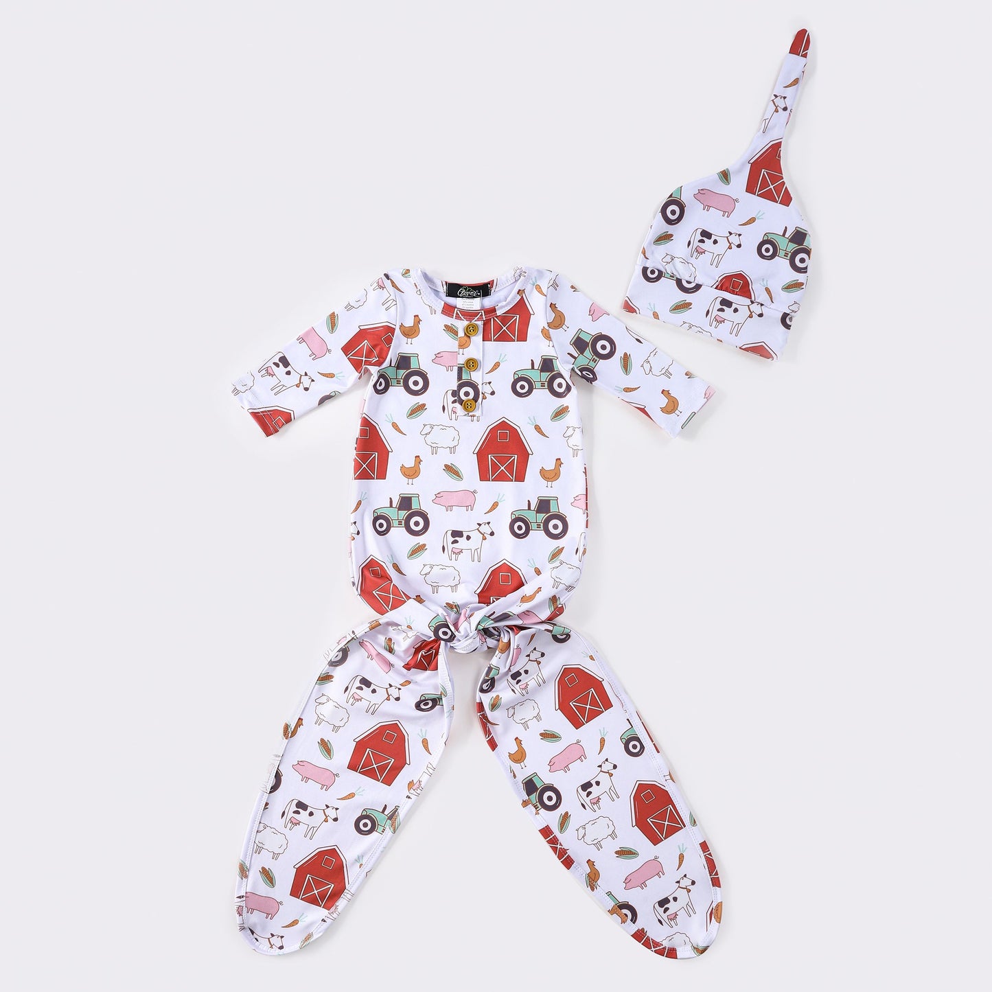 Baby Boys and Girls Knotted Gowns by Clover Cottage