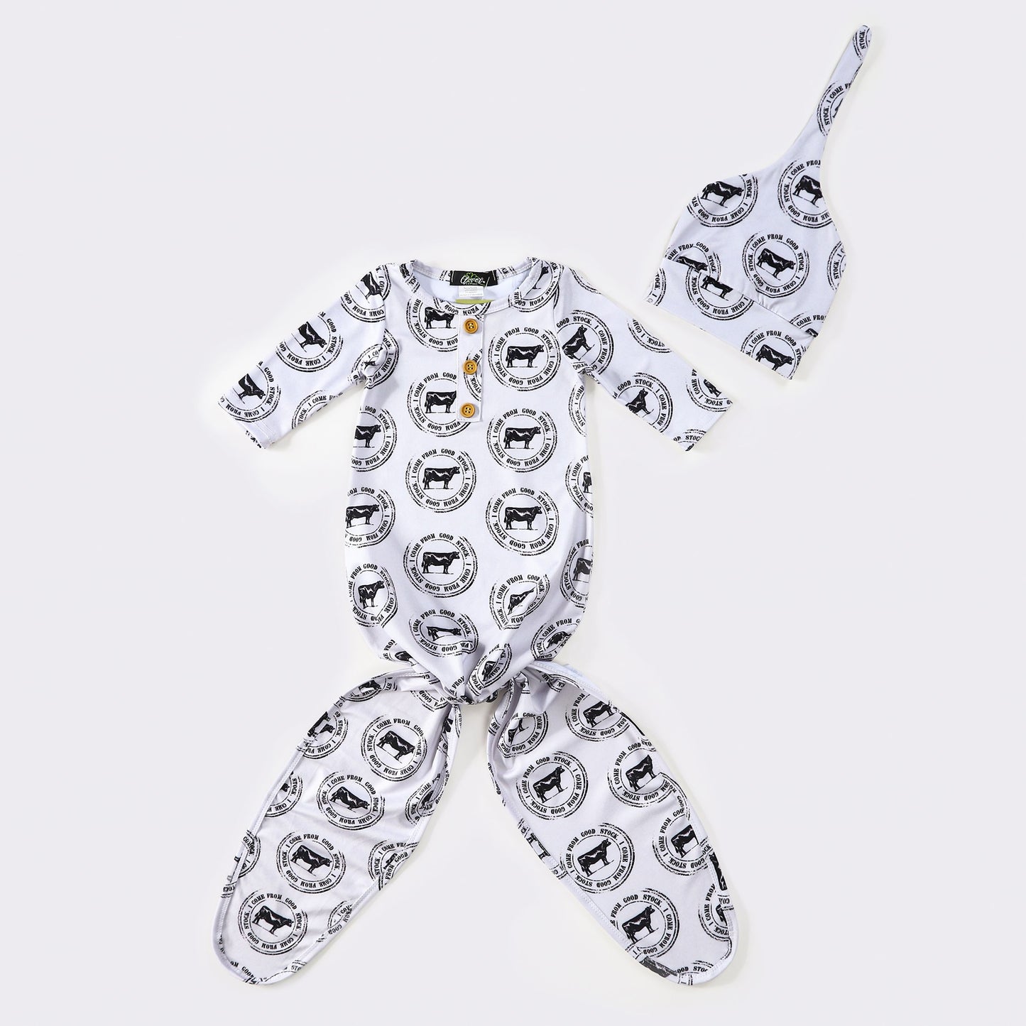 Baby Boys and Girls Knotted Gowns by Clover Cottage