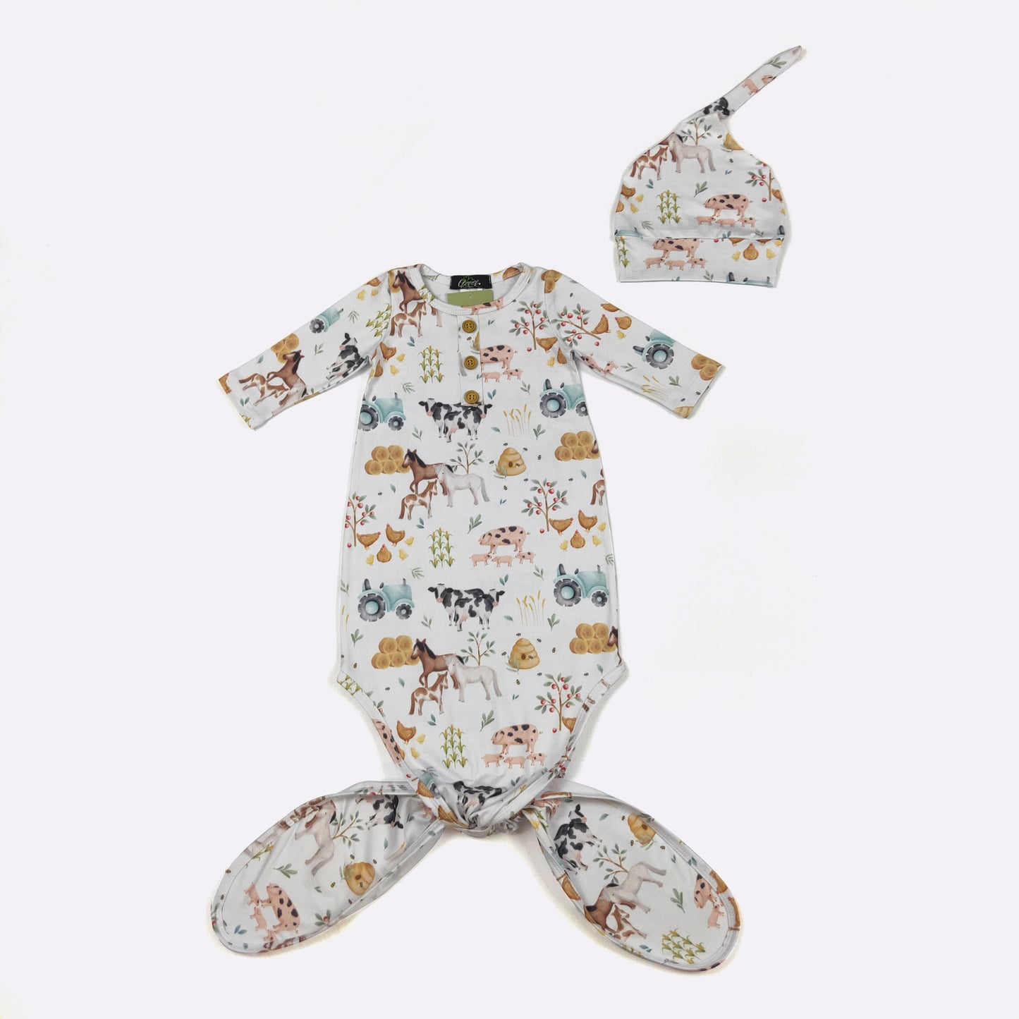 Baby Boys and Girls Knotted Gowns by Clover Cottage