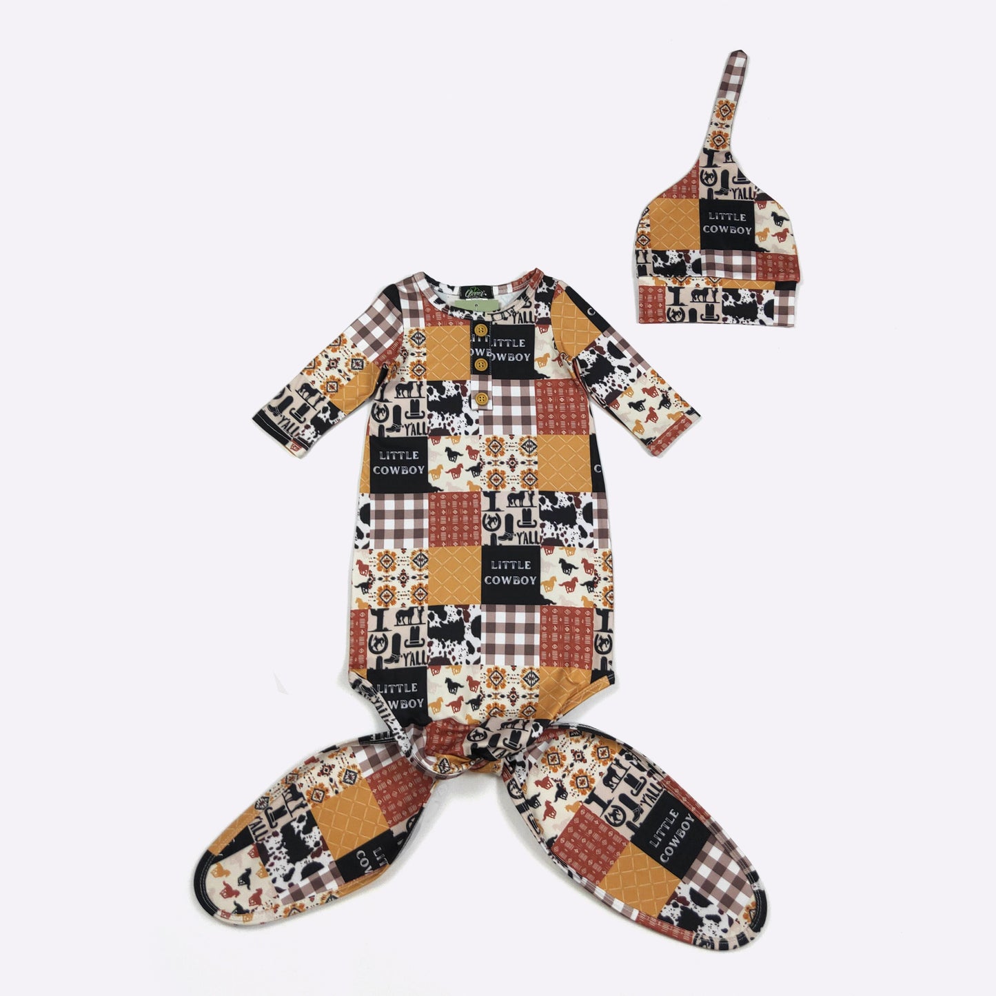Babies Little Cowboy Baby Gown by Clover Cottage