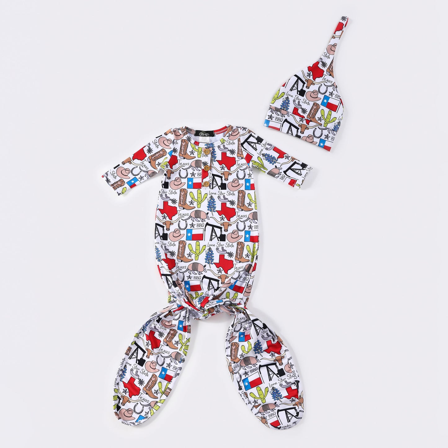 Baby Boys and Girls Knotted Gowns by Clover Cottage