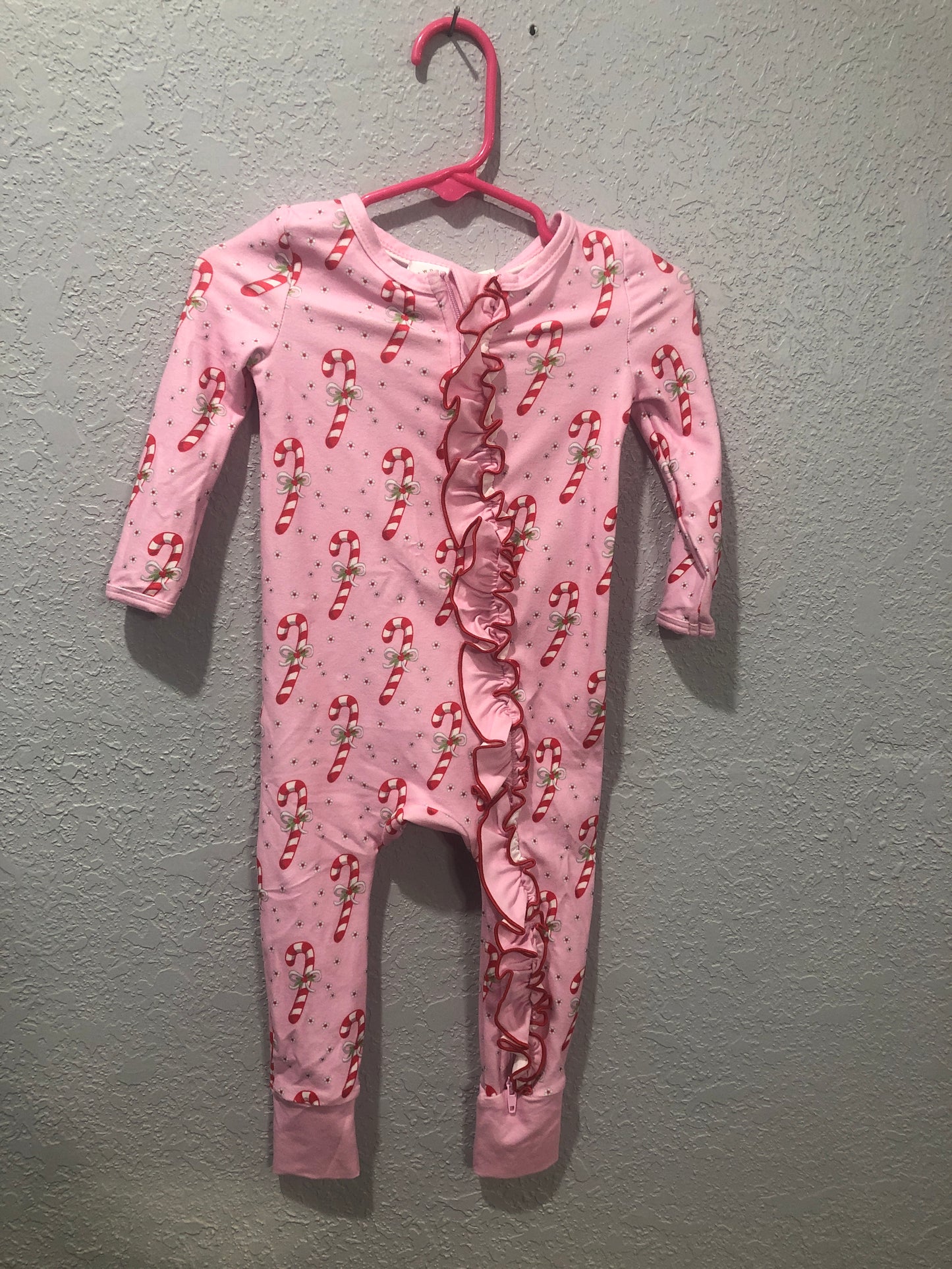 Girls Candy Cane Christmas L/S Romper by Swoon Baby