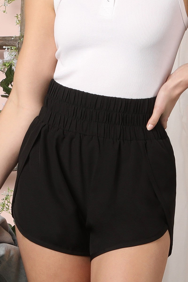 Ladies Smocking High Waist Band Comfy Shorts