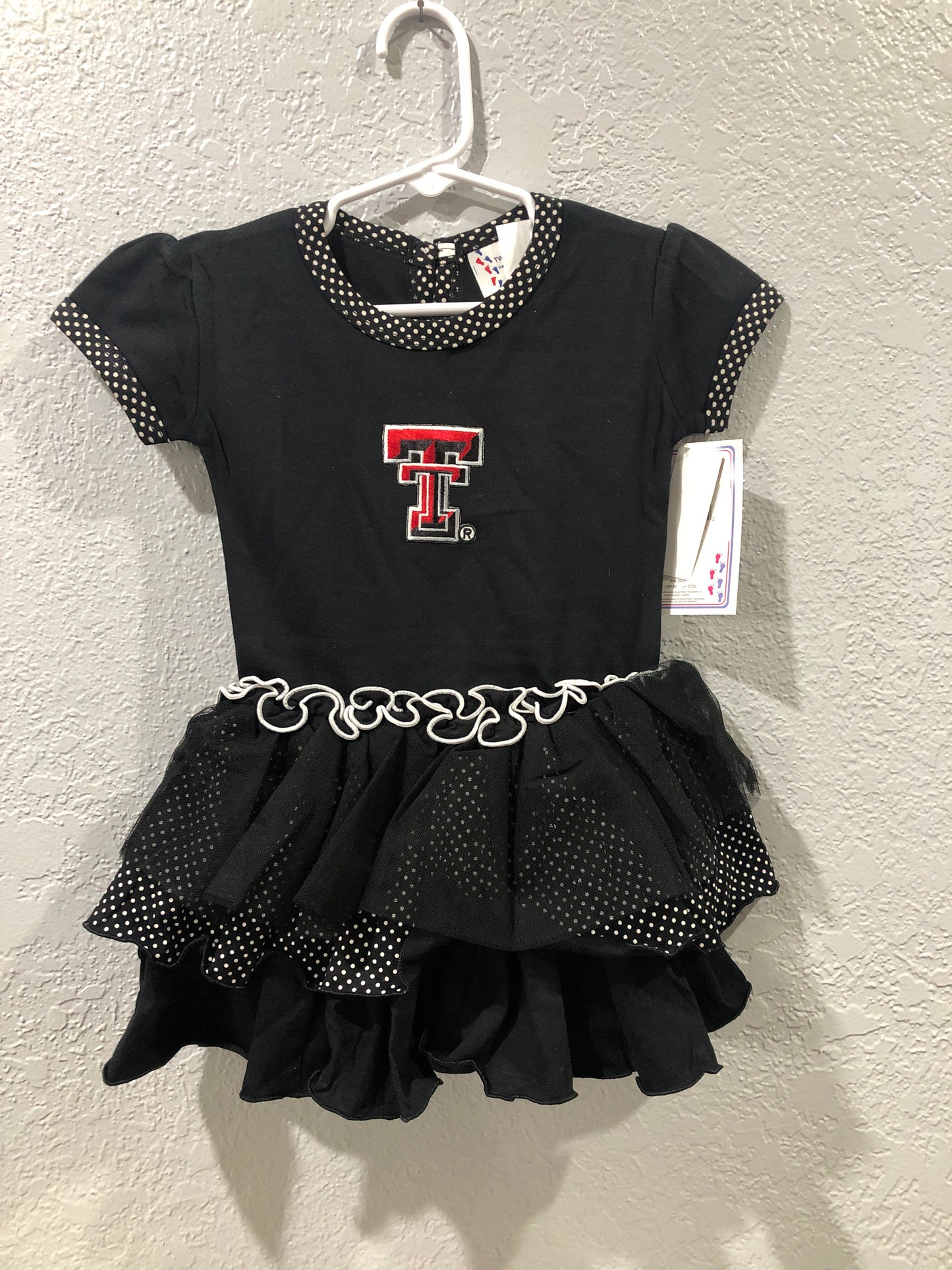 Girls Texas Tech Pin Dot Tutu Black Dress by Two Feet Ahead